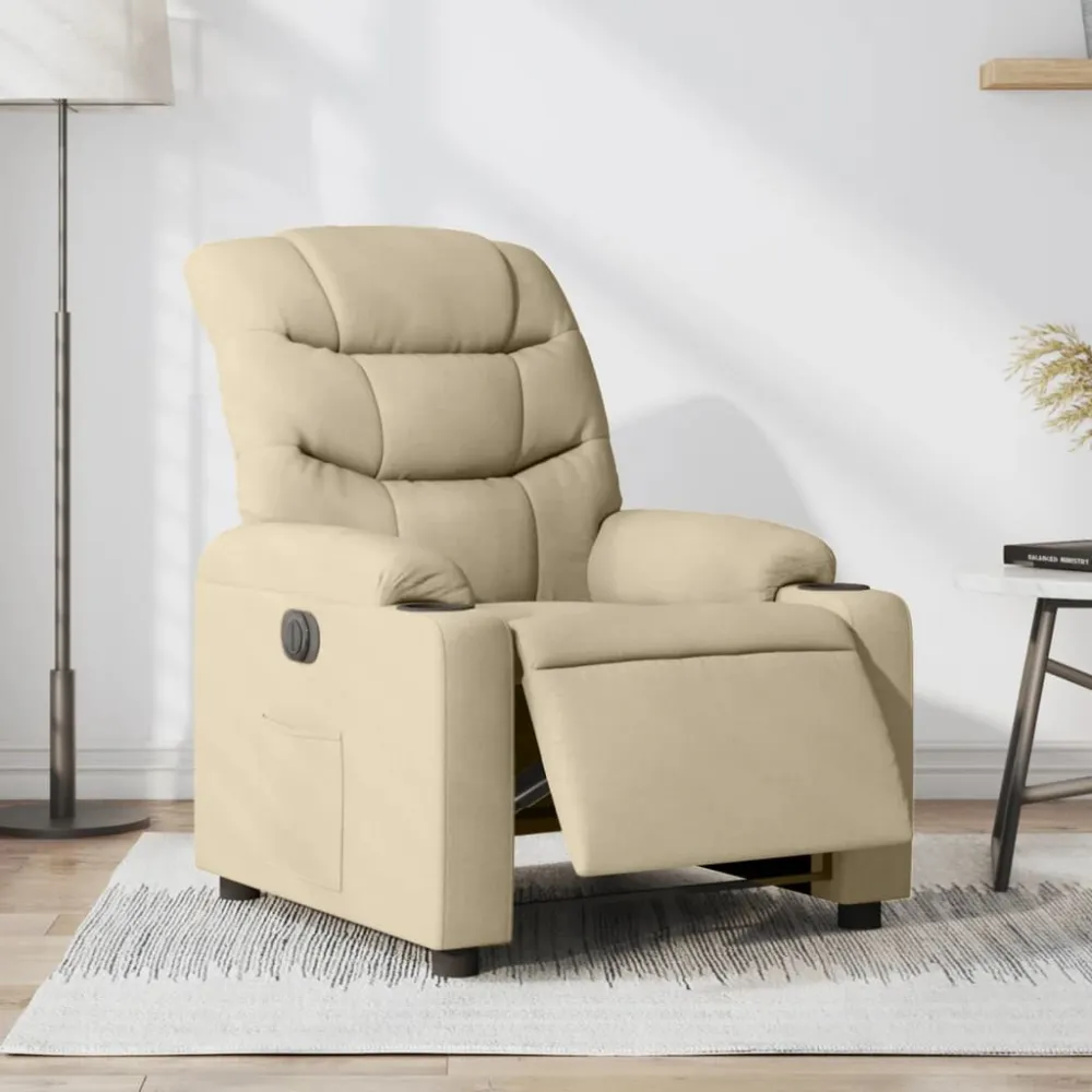 Fauteuil verstelbaar elektrisch stof crèmekleurig