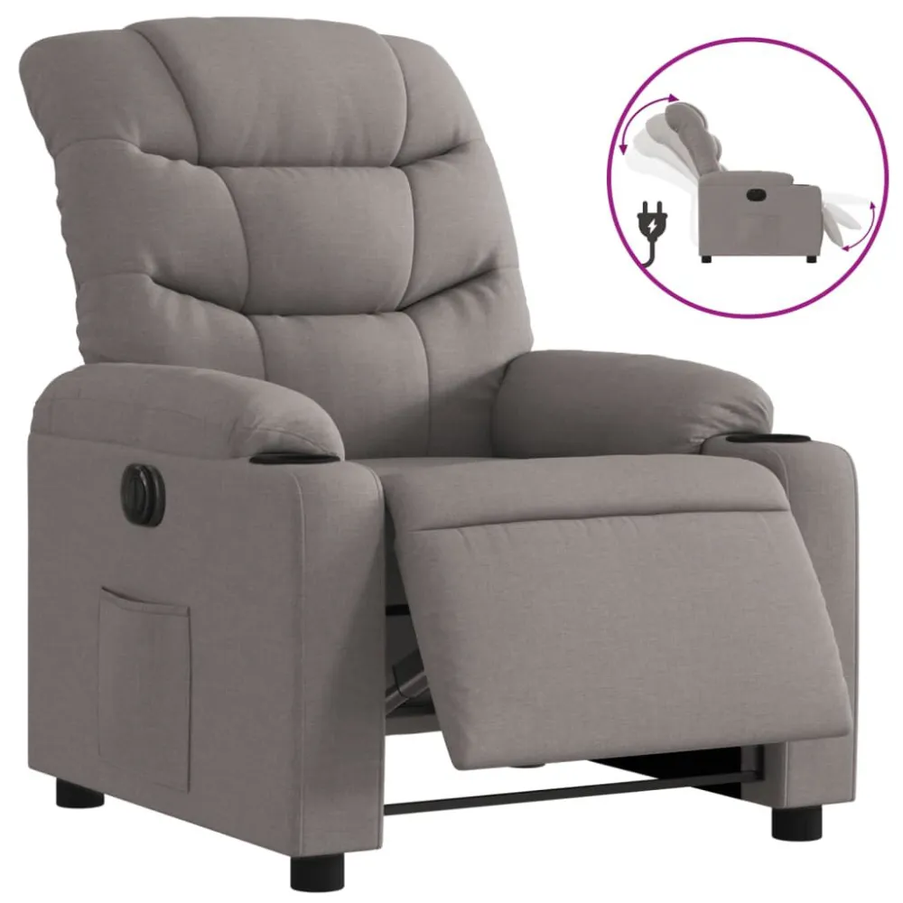 Fauteuil verstelbaar elektrisch stof taupe