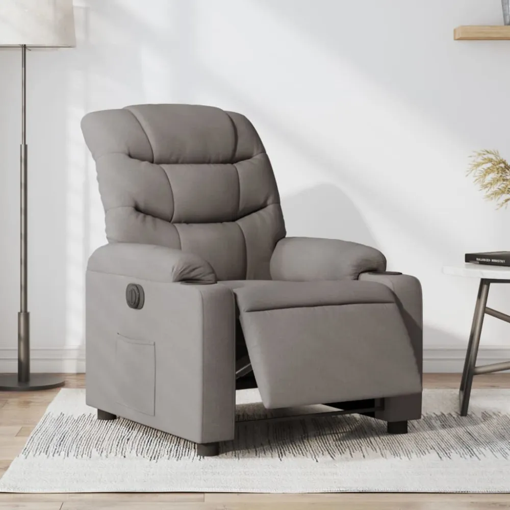 Fauteuil verstelbaar elektrisch stof taupe