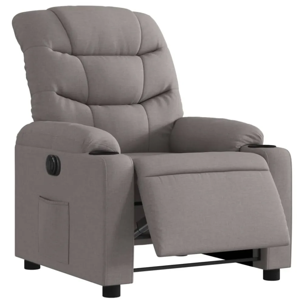 Fauteuil verstelbaar elektrisch stof taupe