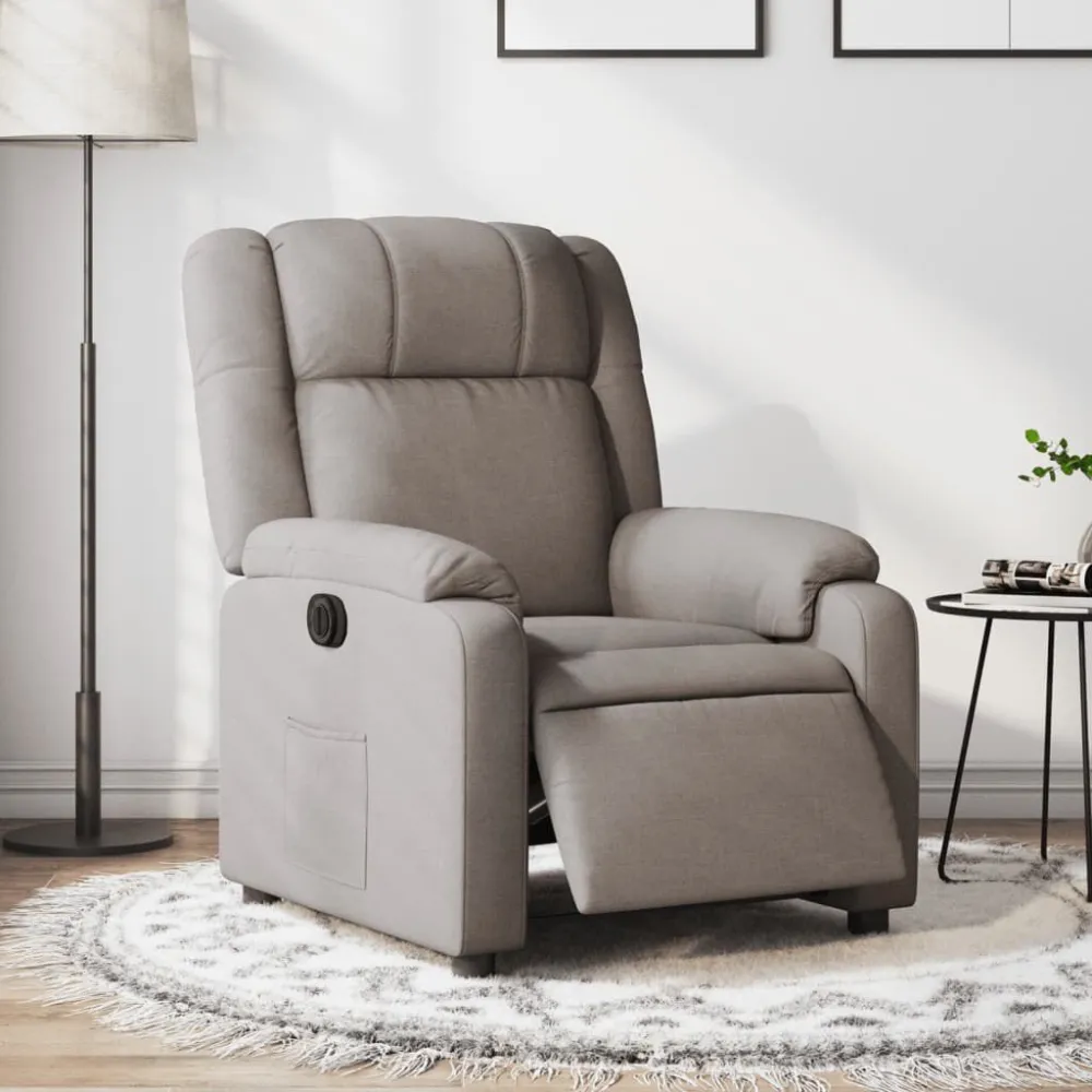 Fauteuil verstelbaar elektrisch stof taupe