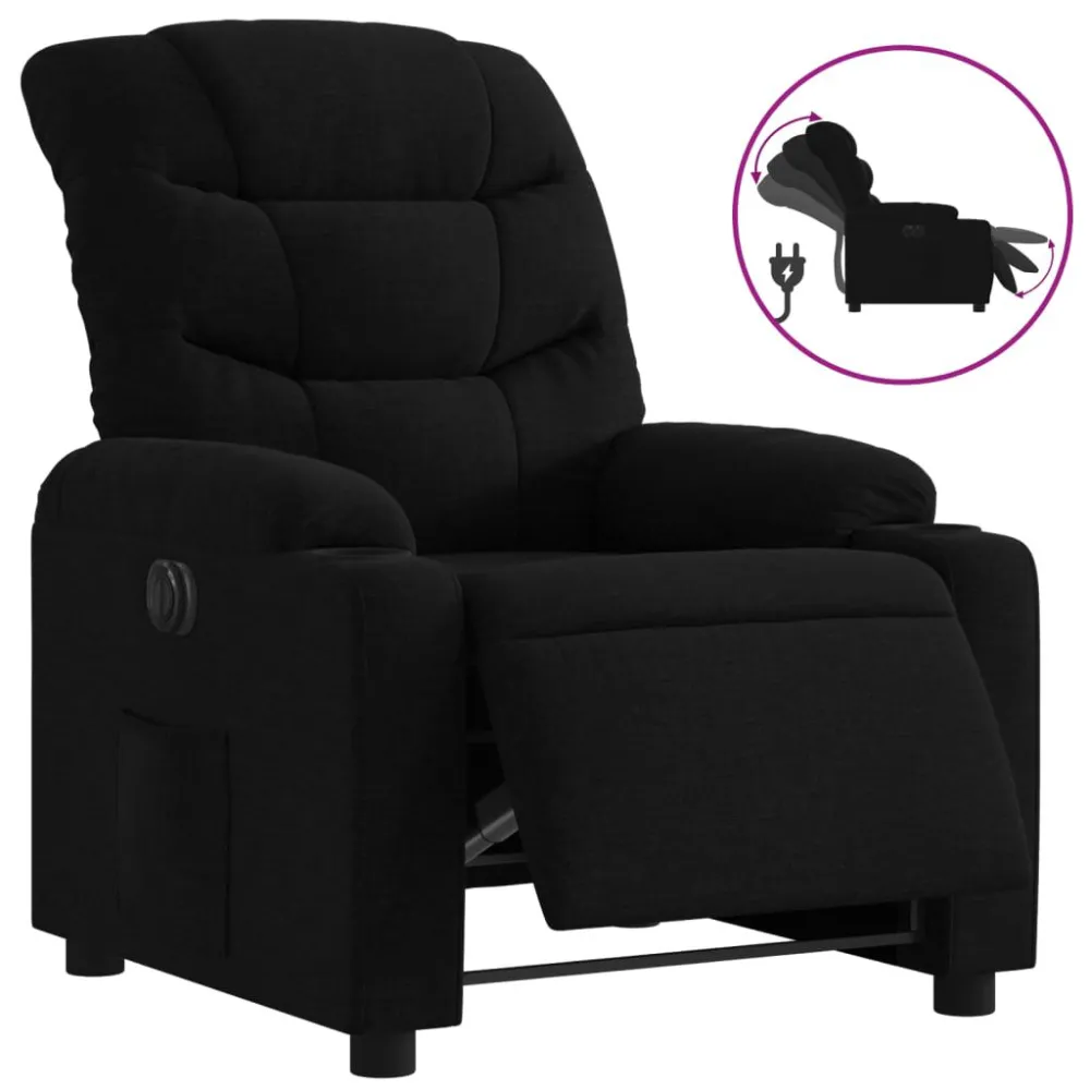 Fauteuil verstelbaar elektrisch stof zwart