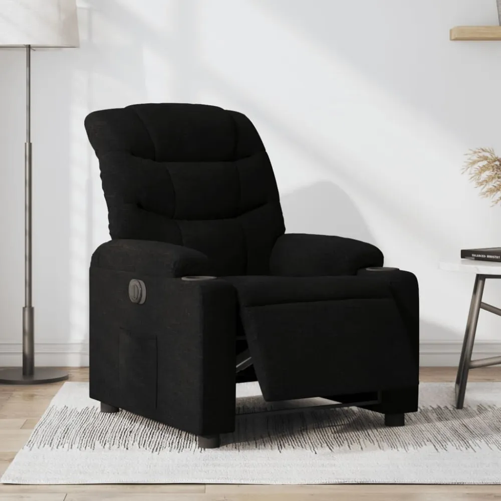 Fauteuil verstelbaar elektrisch stof zwart