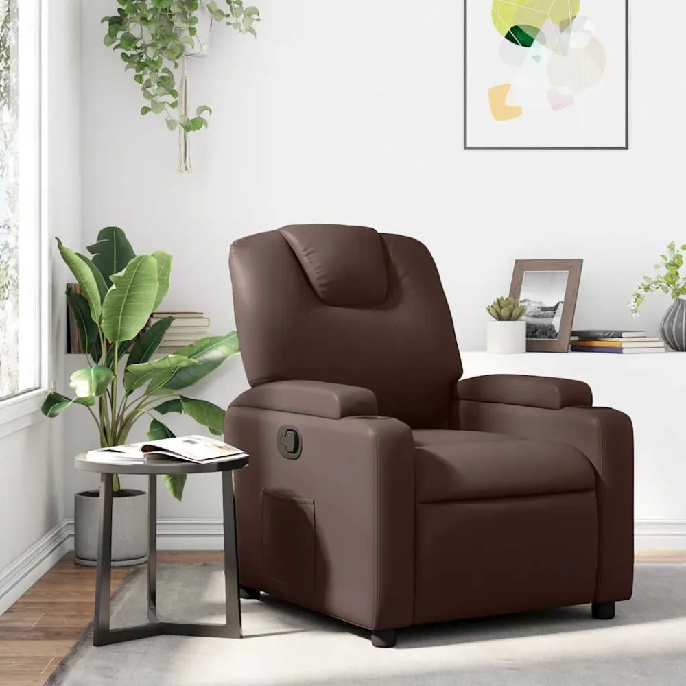 Fauteuil verstelbaar kunstleer bruin