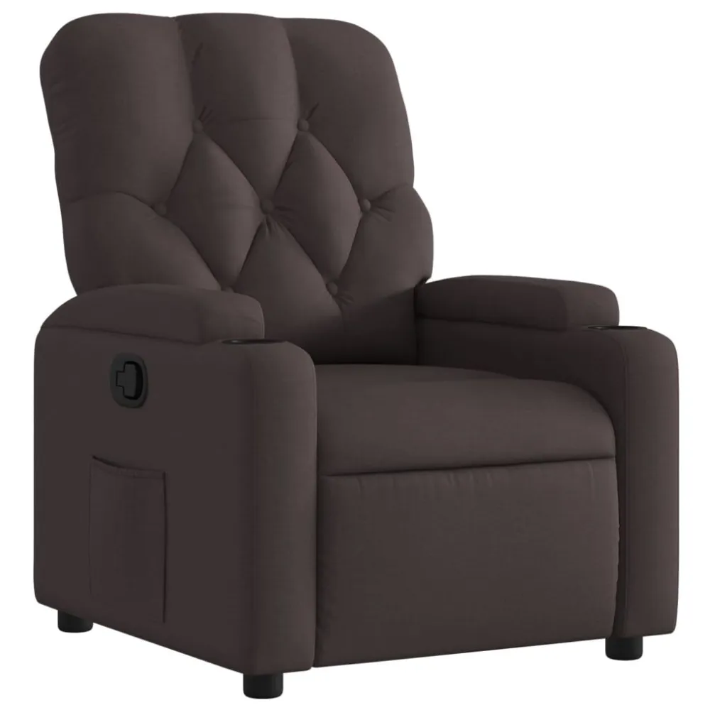 Fauteuil verstelbaar stof donkerbruin
