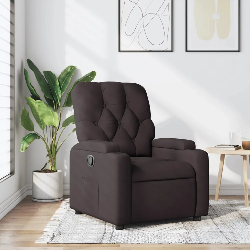 Fauteuil verstelbaar stof donkerbruin