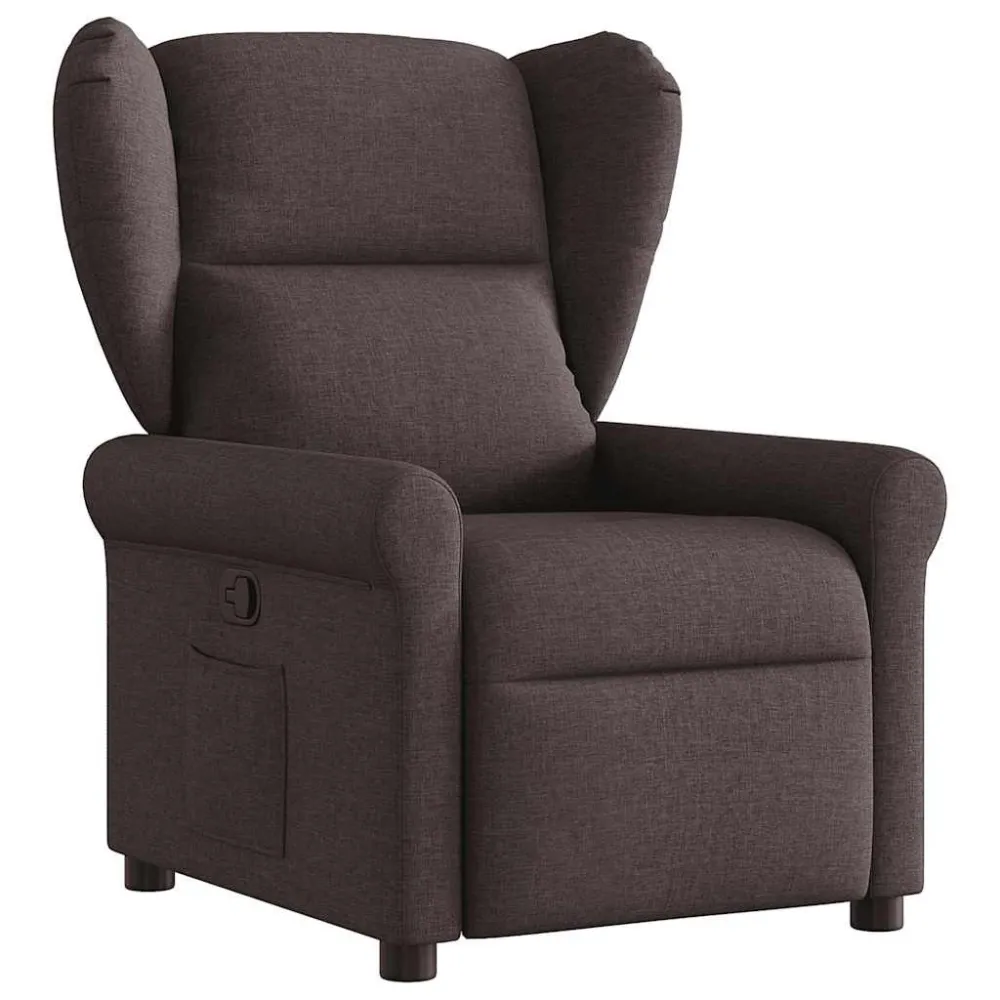 Fauteuil verstelbaar stof donkerbruin