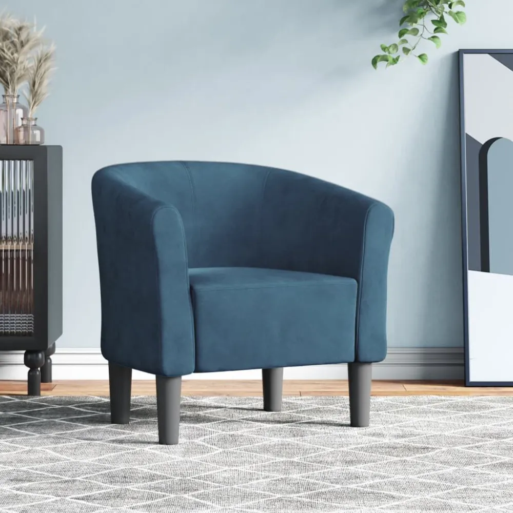 Kuipstoel fluweel donkerblauw