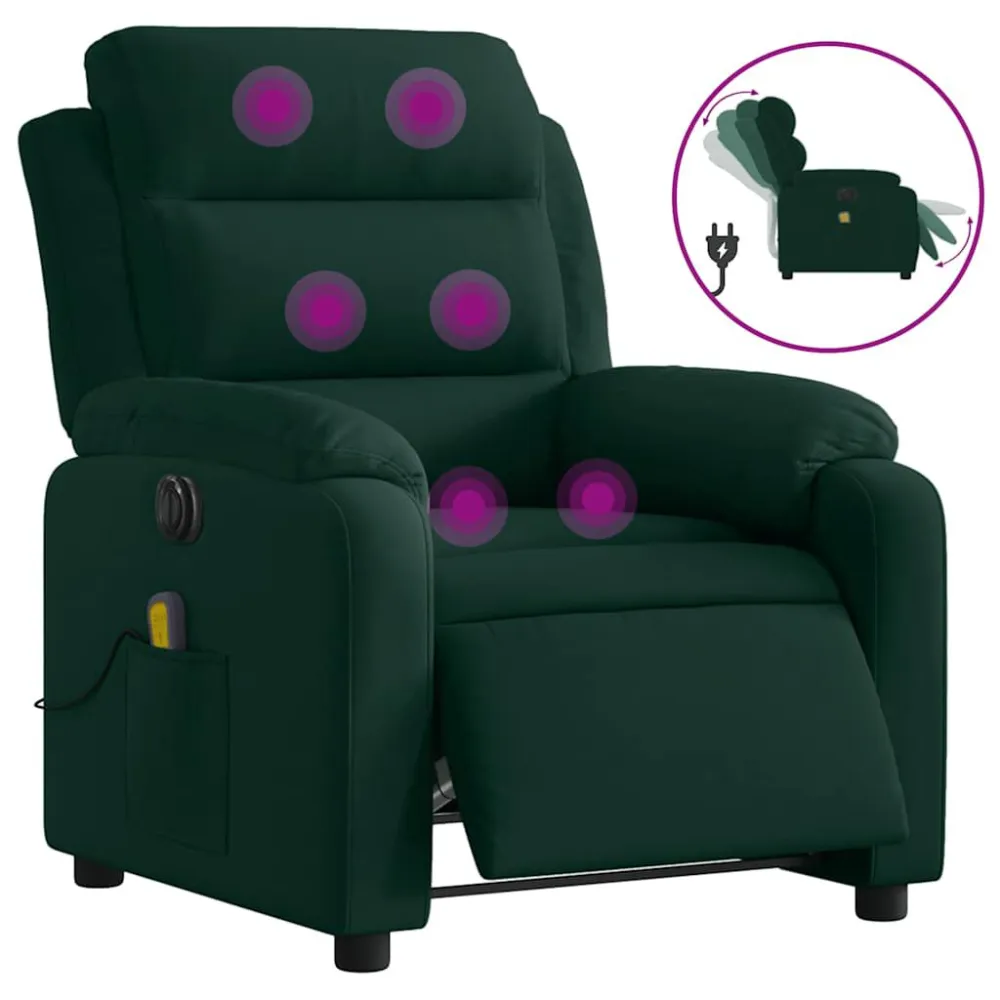 Massagestoel elektrisch verstelbaar fluweel donkergroen