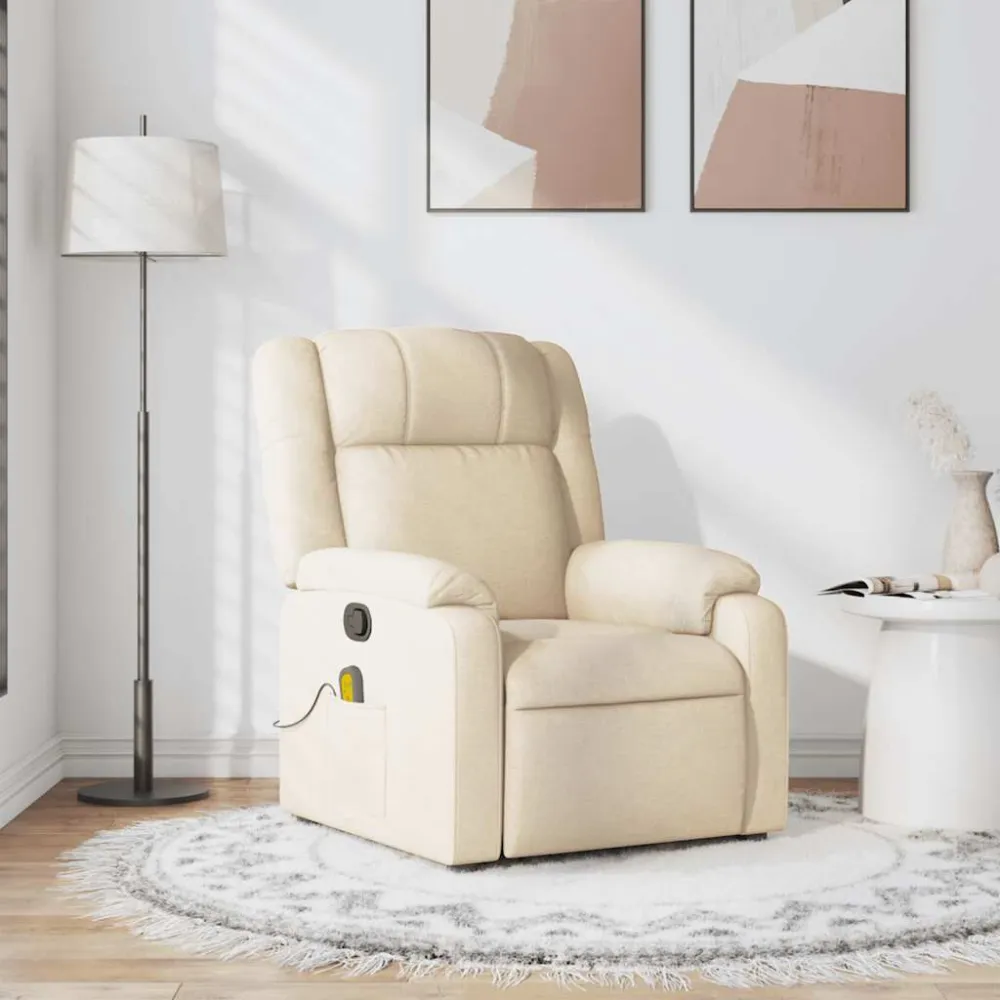 Massagestoel verstelbaar stof crèmekleurig