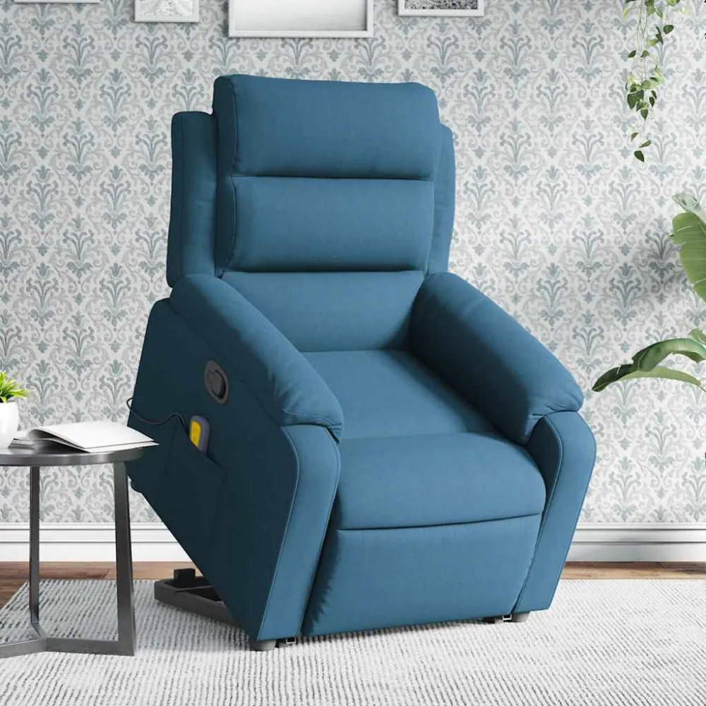 Sta-op-massagestoel verstelbaar fluweel blauw