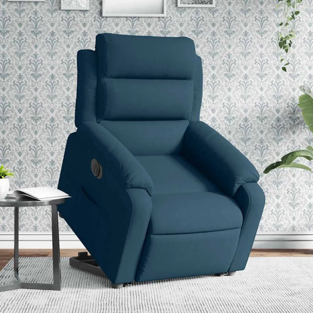 Sta-op-stoel elektrisch verstelbaar fluweel blauw