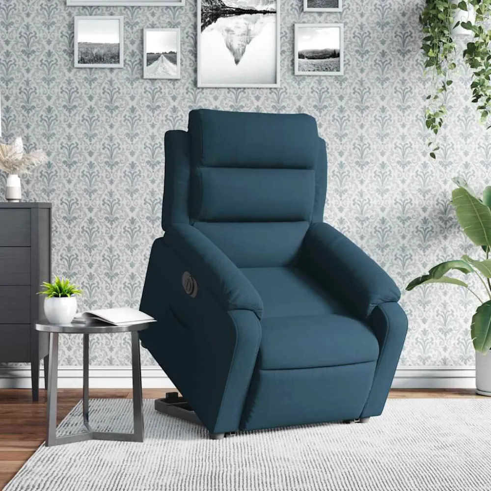 Sta-op-stoel elektrisch verstelbaar fluweel blauw
