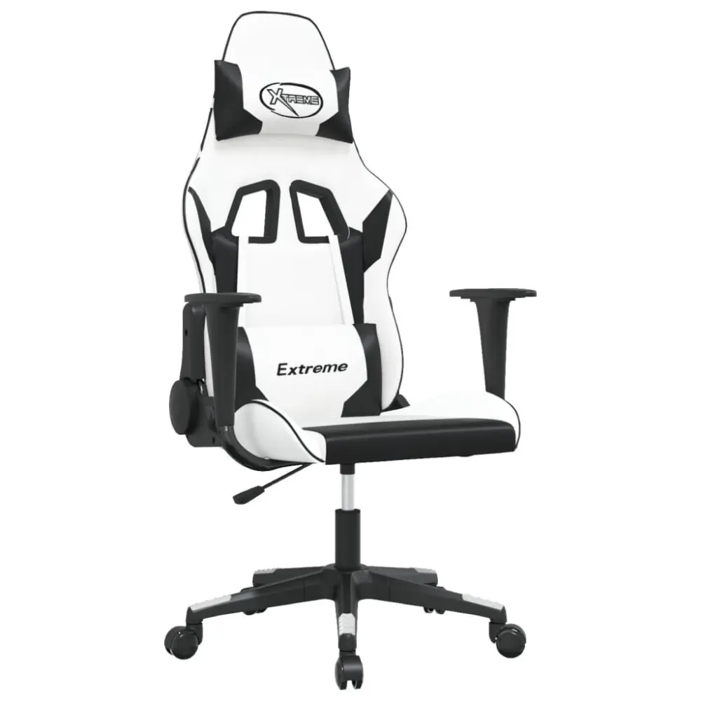 Gamestoel kunstleer wit en zwart