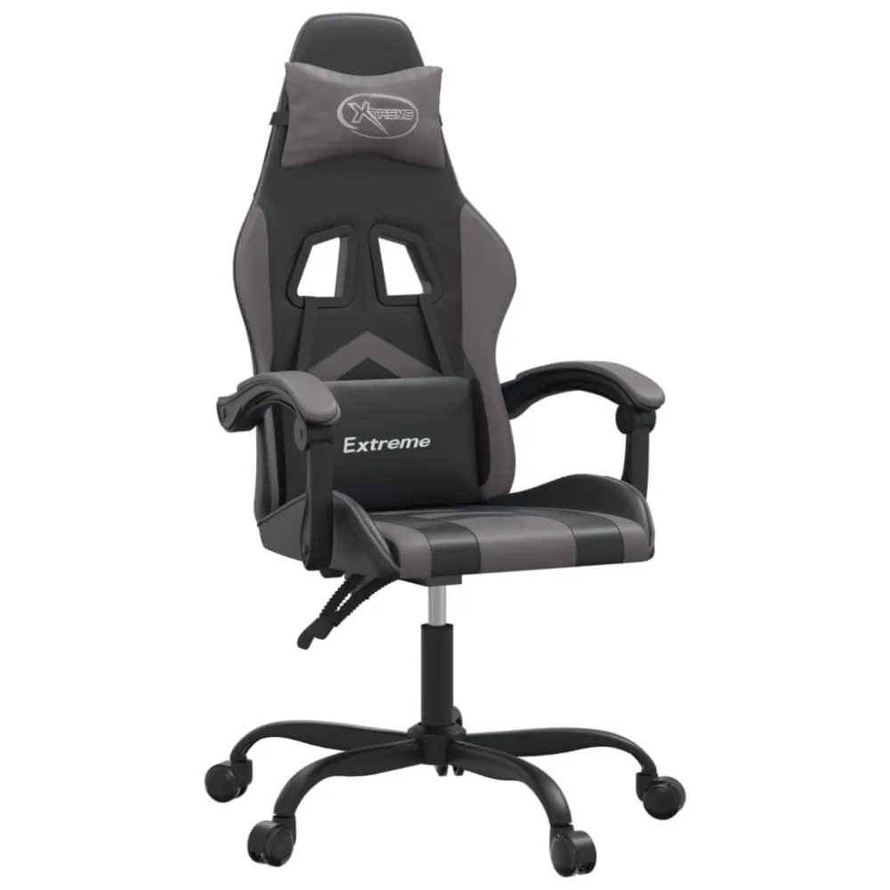 Gamestoel kunstleer zwart en grijs