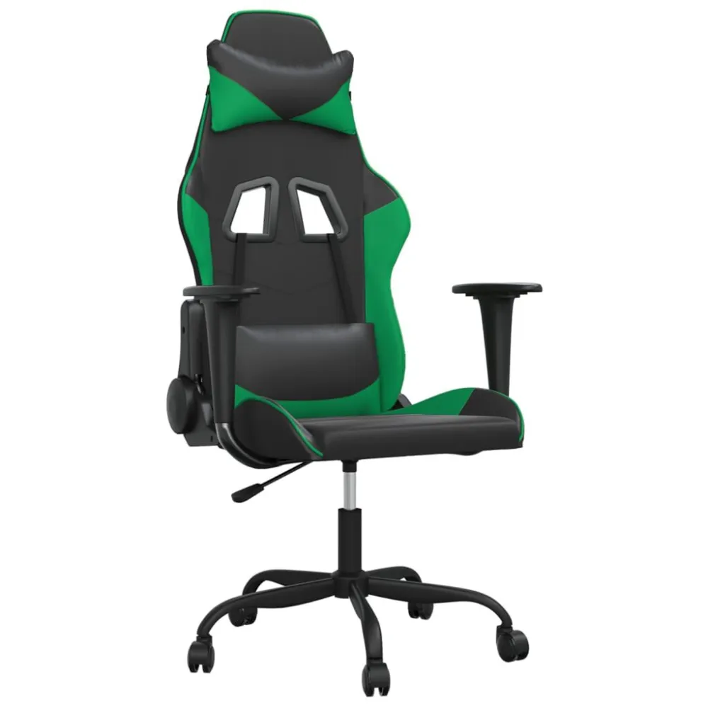 Gamestoel kunstleer zwart en groen