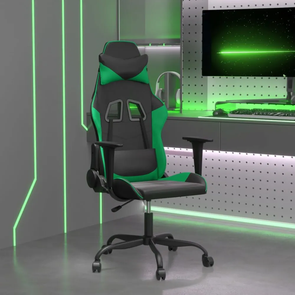 Gamestoel kunstleer zwart en groen