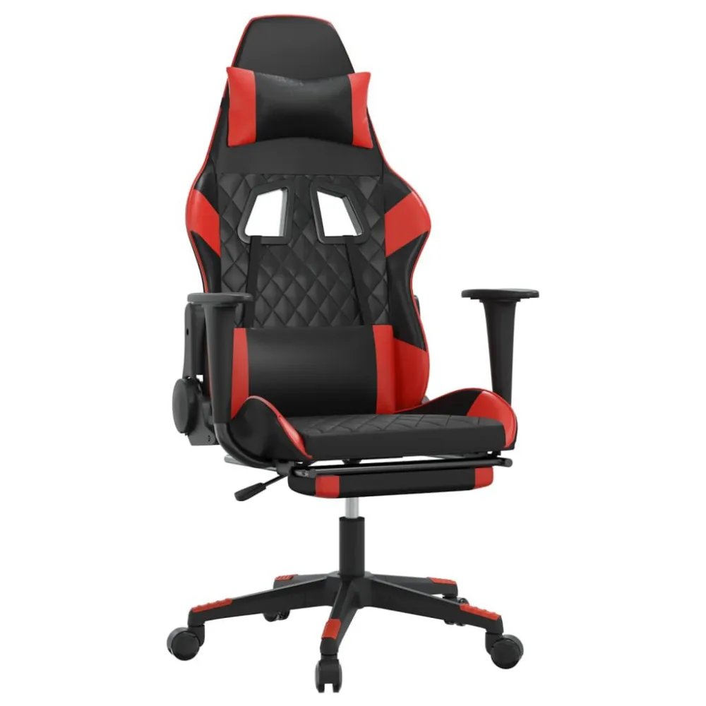 Gamestoel met voetensteun kunstleer zwart en rood