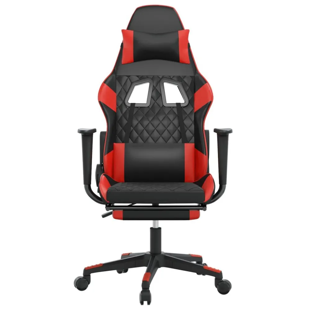 Gamestoel met voetensteun kunstleer zwart en rood