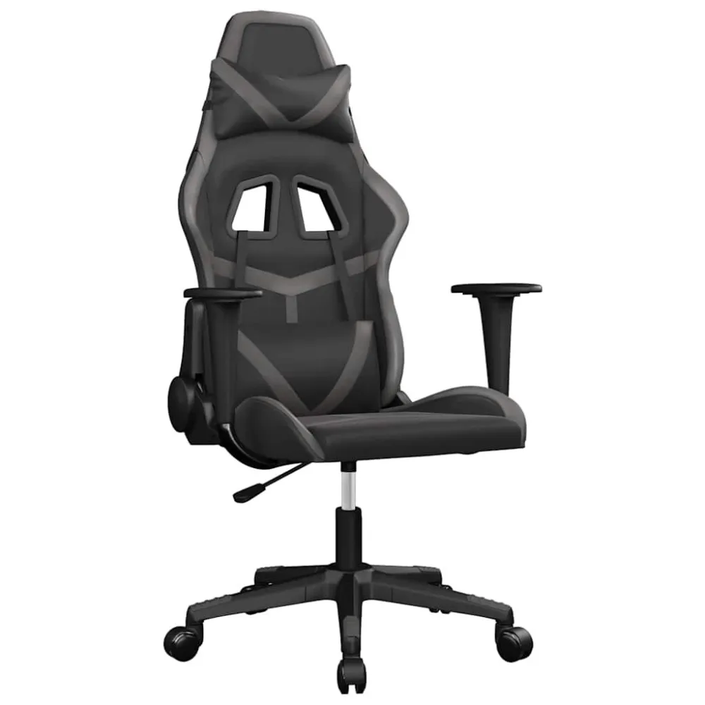 Massage gamestoel kunstleer zwart en grijs