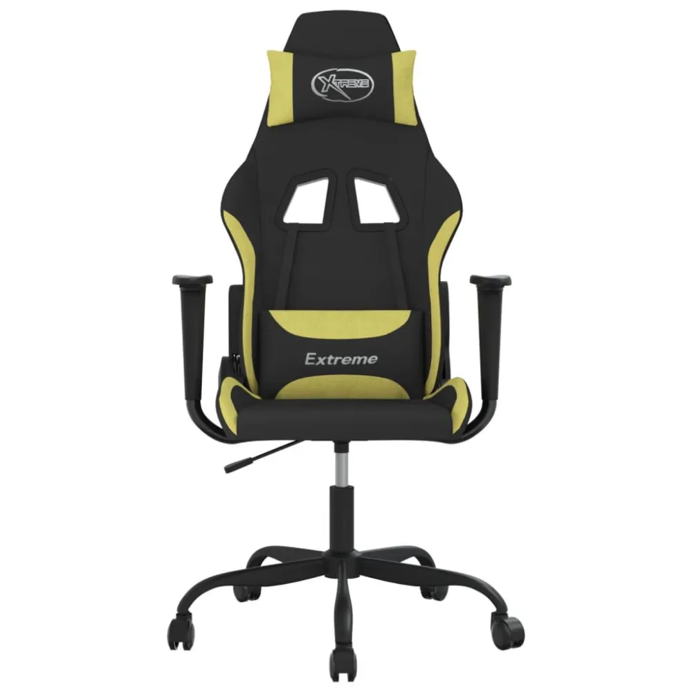 Massage gamestoel stof zwart en lichtgroen