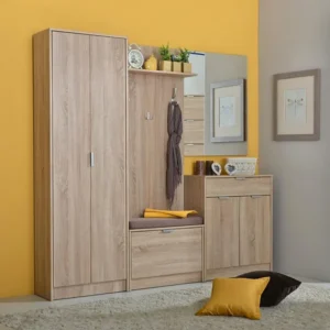 Hangkast / Kapstok EDDA - 1 deur & 1 bank - Kleur Eiken