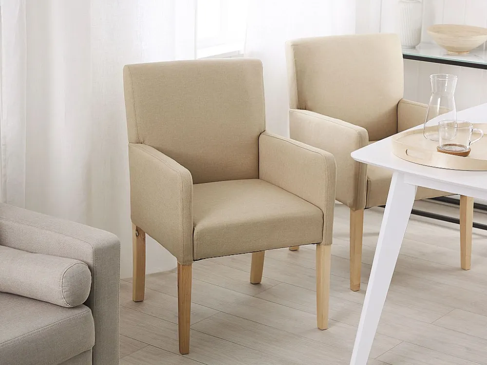 Eetkamerstoel stof beige ROCKEFELLER BELIANI