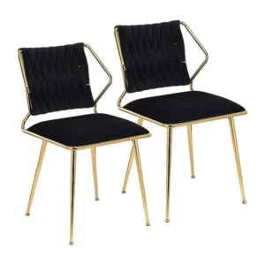 Chaises de Salle à Manger Lot de 2 avec Dossier, Chaise Table Manger en Velours Moderne, pour la Vanité de la Chambre de C...
