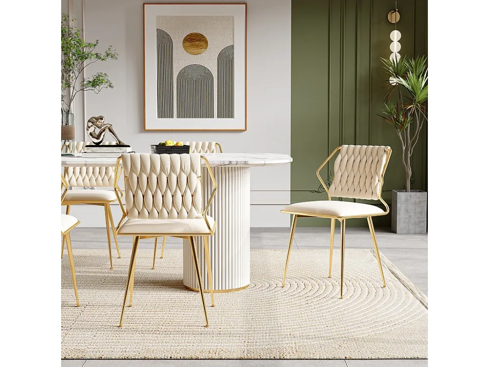 Chaises de Salle à Manger Lot de 2 avec Dossier, Chaise Table Manger en Velours Moderne, pour la Vanité de la Chambre de C...