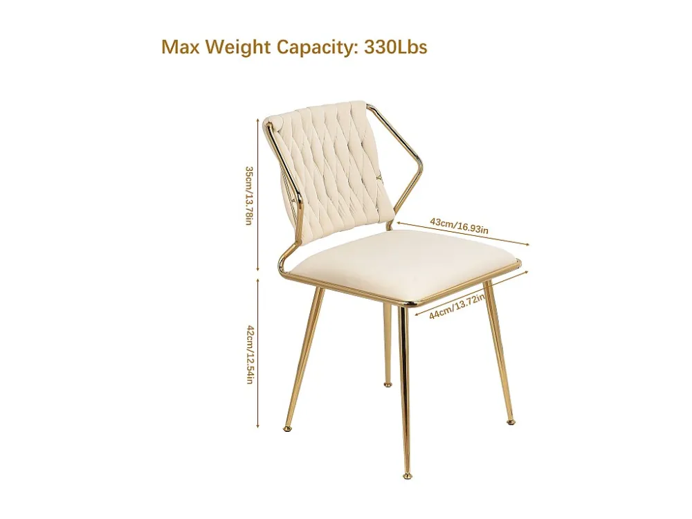 Chaises de Salle à Manger Lot de 2 avec Dossier, Chaise Table Manger en Velours Moderne, pour la Vanité de la Chambre de C...