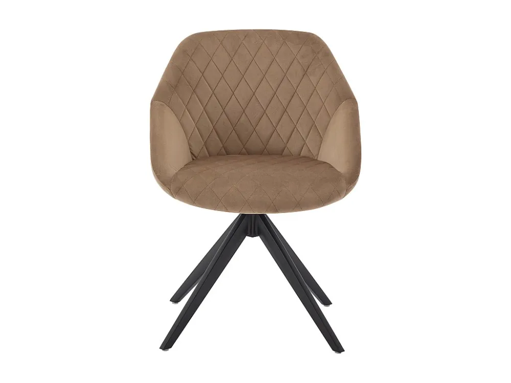 Draaistoel van velours en zwart metaal - Beige - PRICILE