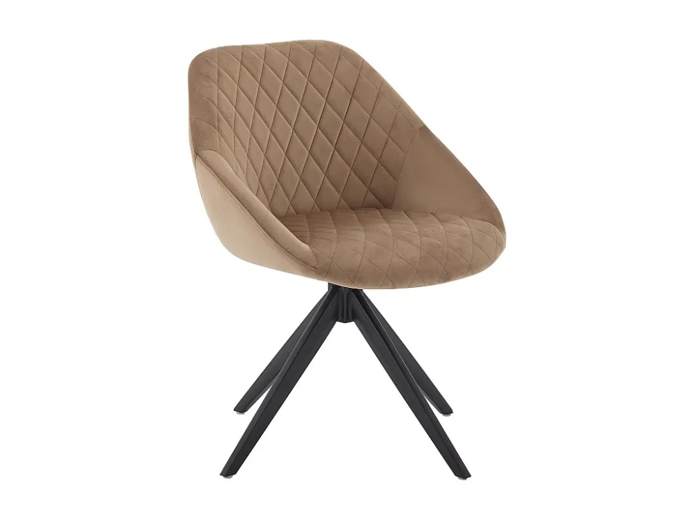 Draaistoel van velours en zwart metaal - Beige - PRICILE