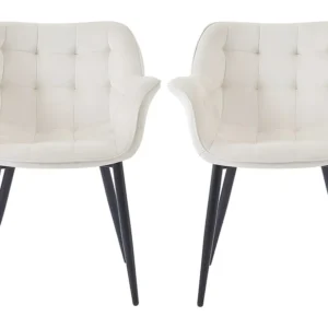 Set van 2 eetkamerstoelen van fluweel "Salomé" - Beige, modern design en optimaal comfort Habitat et jardin