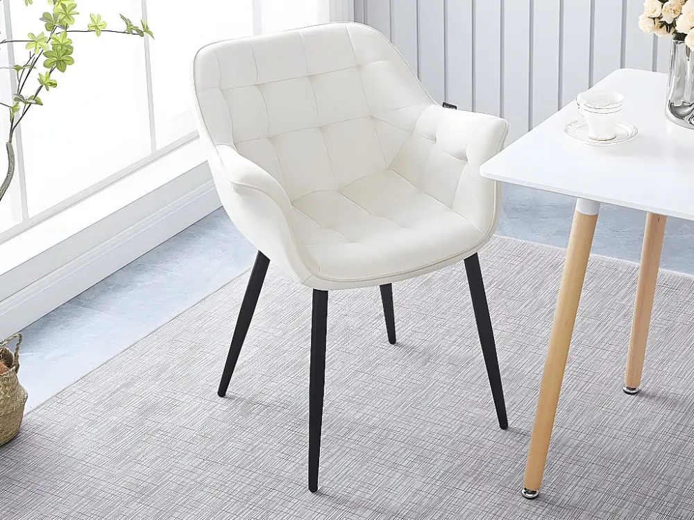 Set van 2 eetkamerstoelen van fluweel "Salomé" - Beige, modern design en optimaal comfort Habitat et jardin