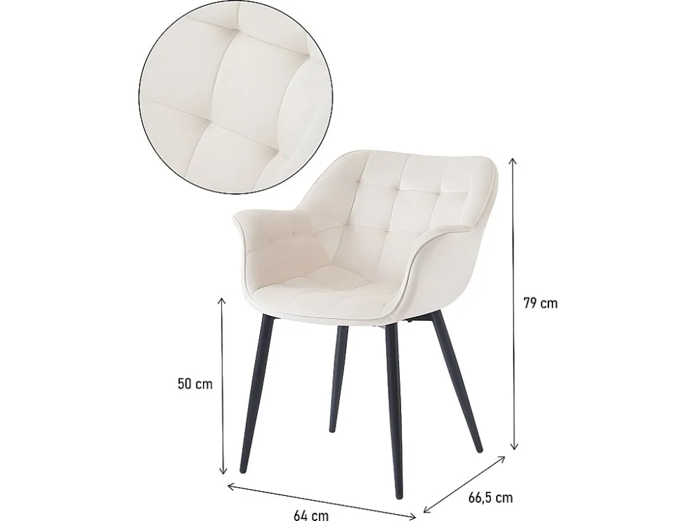 Set van 2 eetkamerstoelen van fluweel "Salomé" - Beige, modern design en optimaal comfort Habitat et jardin