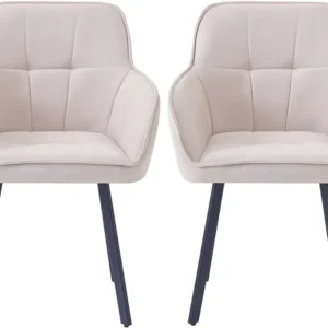Set van 2 eetkamerstoelen van linnen "Léonie" - Beige, comfortabel en elegant Habitat et jardin