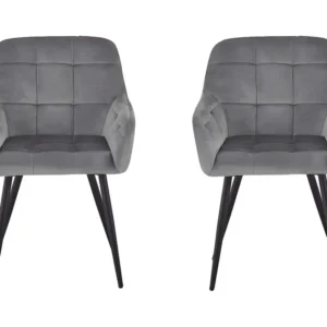 Set van 2 fluwelen stoelen "Valentina" met armleuningen - Grijs Habitat et jardin