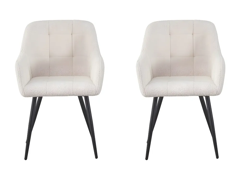 Set van 2 "Valentina" bouclé stoelen met armleuningen voor extra comfort - Beige Habitat et jardin