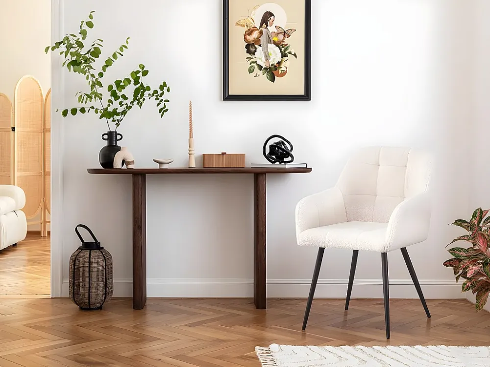 Set van 2 "Valentina" bouclé stoelen met armleuningen voor extra comfort - Beige Habitat et jardin