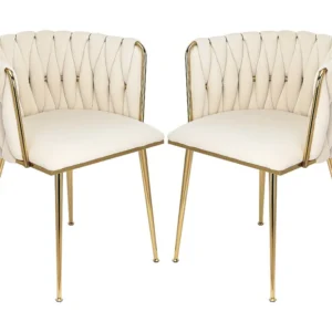 Lot de 2 Chaises de Salle à Manger avec Dossier, Chaise Table Manger en Velours Moderne, pour la Vanité de la Chambre de C...
