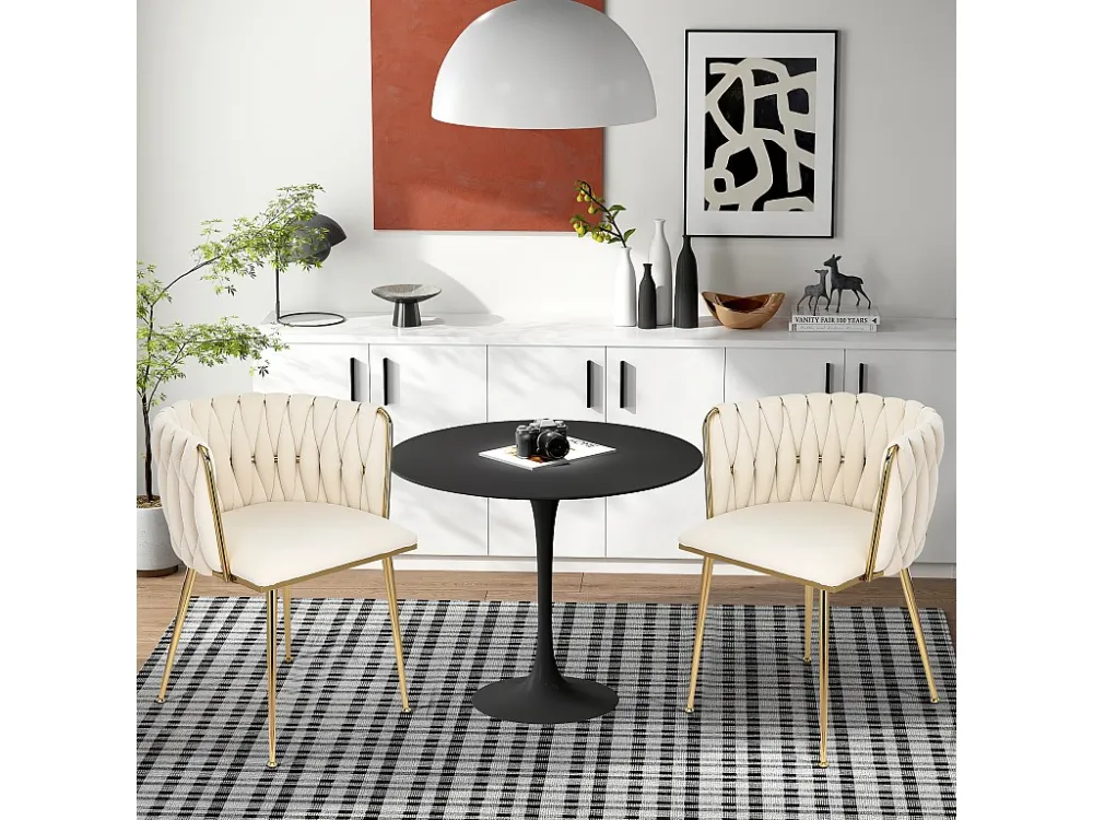 Lot de 2 Chaises de Salle à Manger avec Dossier, Chaise Table Manger en Velours Moderne, pour la Vanité de la Chambre de C...