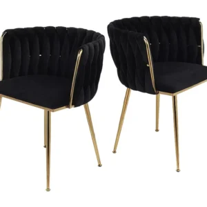 Lot de 2 Chaises de Salle à Manger avec Dossier, Chaise Table Manger en Velours Moderne, pour la Vanité de la Chambre de C...