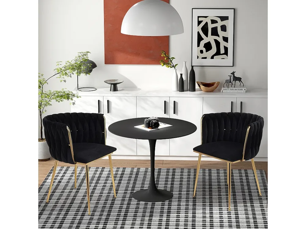 Lot de 2 Chaises de Salle à Manger avec Dossier, Chaise Table Manger en Velours Moderne, pour la Vanité de la Chambre de C...