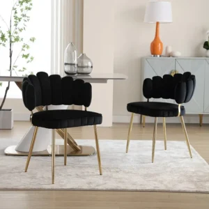 Lot de 2 chaises de salle à manger, chaise d'appoint velours , chaise simple de loisir avec pieds dorés, 58x56x78cm,...