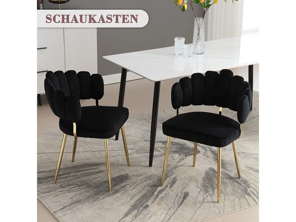 Lot de 2 chaises de salle à manger, chaise d'appoint velours , chaise simple de loisir avec pieds dorés, 58x56x78cm,...