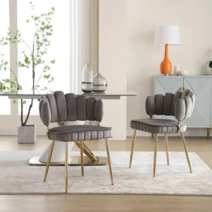 Lot de 2 chaises de salle à manger, chaise d'appoint velours , chaise simple de loisir avec pieds dorés, 58x56x78cm,...