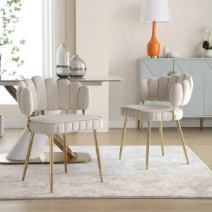 Lot de 2 chaises de salle à manger, chaise d'appoint velours , chaise simple de loisir avec pieds dorés, 58x56x78cm,...