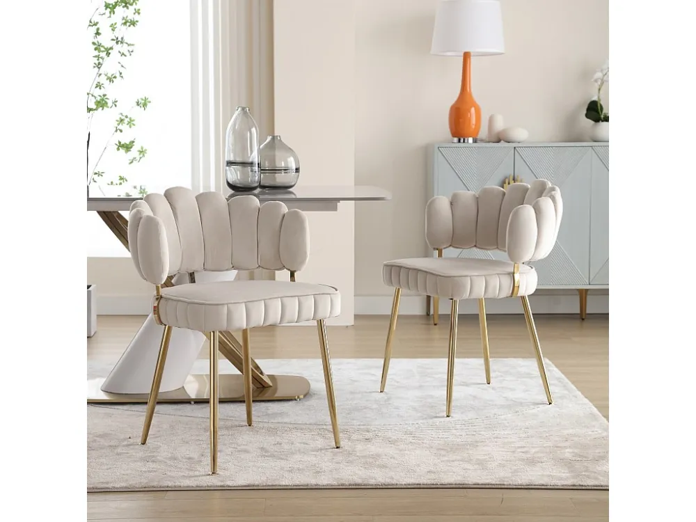 Lot de 2 chaises de salle à manger, chaise d'appoint velours , chaise simple de loisir avec pieds dorés, 58x56x78cm,...