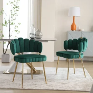 Lot de 2 chaises de salle à manger, chaise d'appoint velours , chaise simple de loisir avec pieds dorés, 58x56x78cm,...