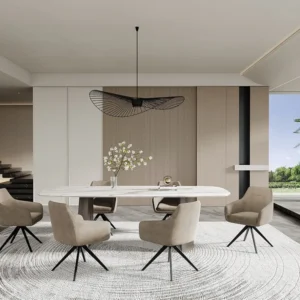 Draaistoel MUSE - Met armleuningen van stof - Beige Maison Céphy